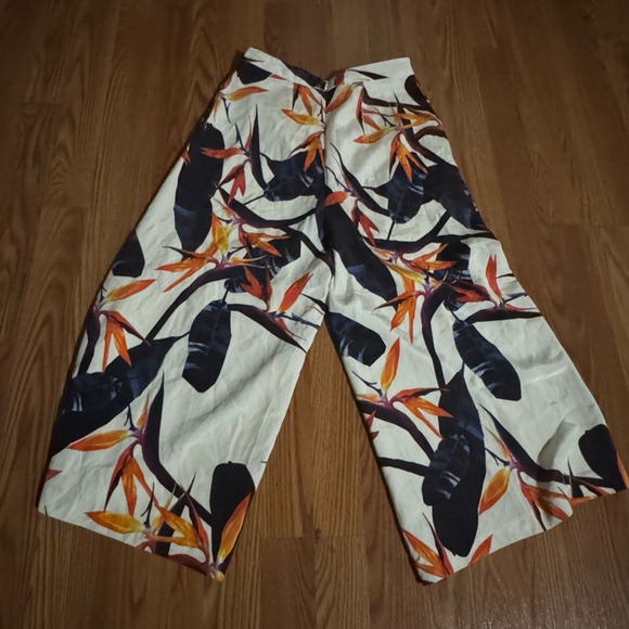 Kookai Paradise Culottes Designer Silk Cropped Wide Leg Dress Pants Bohemian - Picture 8 of 15